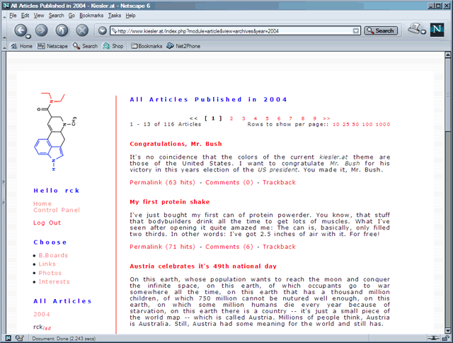 Netscape 6 article list